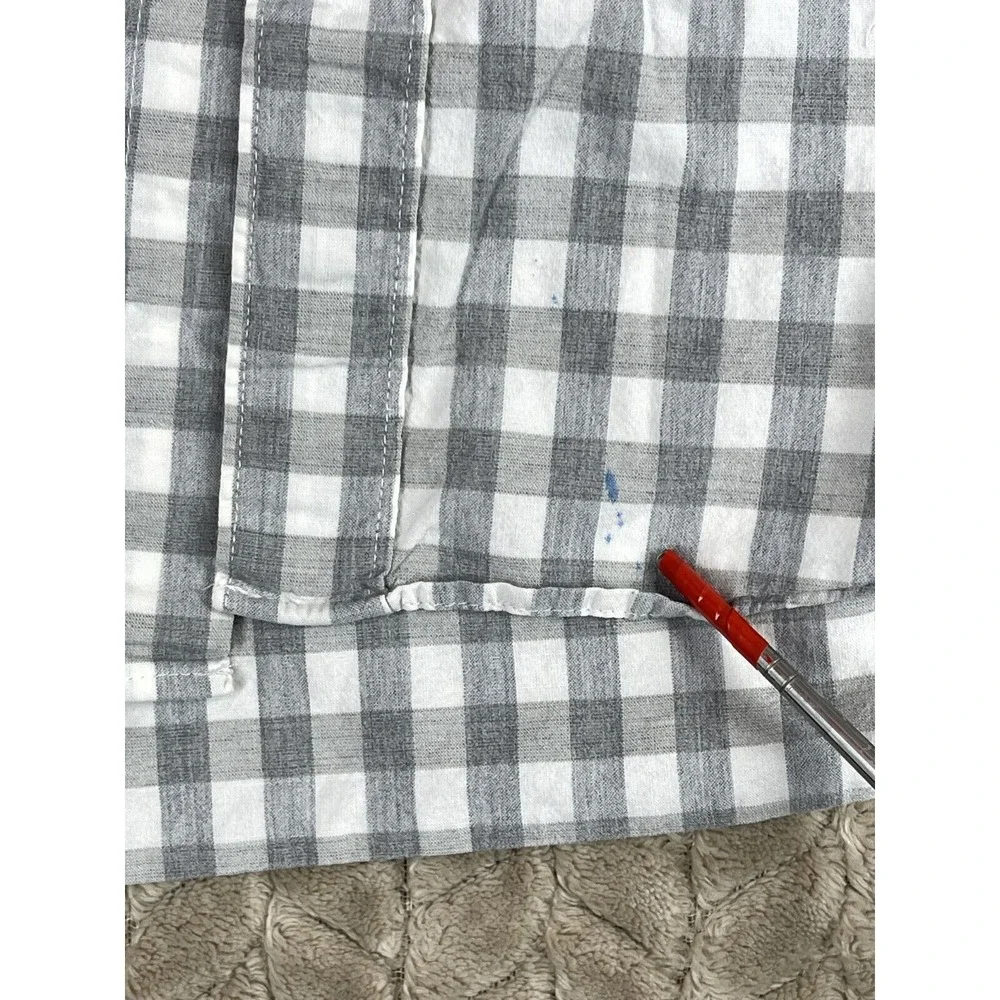 J. Crew Button Down Mens L Gray Gingham Secret Wash Stretch AA265